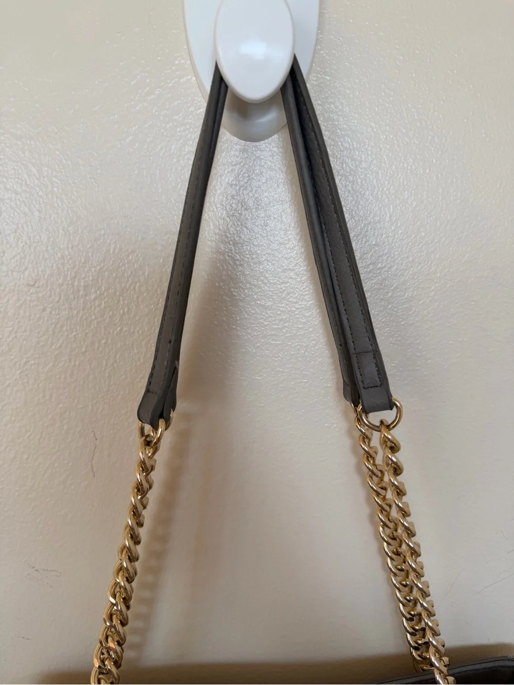 MARC NEW YORK Vegan Leather Gray Tote Bag Gold Chain Shoulder Bag
